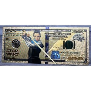 24k Gold Plated Rey Star Wars Banknote Collectible Bill